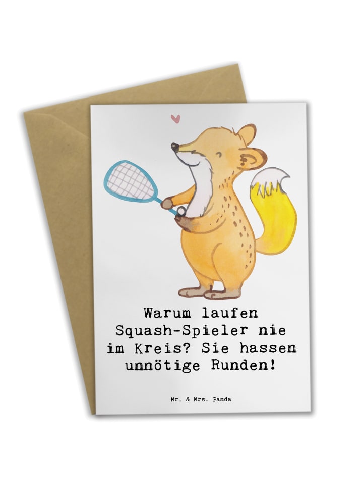 Glückwunschkarte Squash Weisheit mit Spruch in Weiß