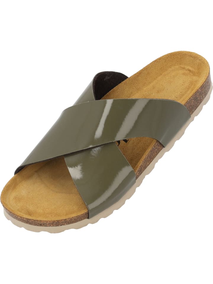 Pantoletten Rianel in Khaki Lack