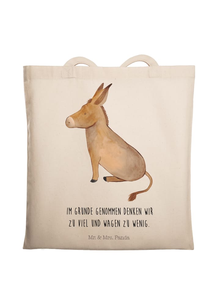 Shopping Tasche Esel mit Spruch in Creme