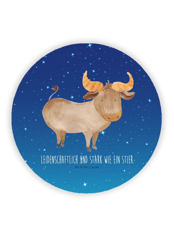 Rund Magnet Sternzeichen Stier mit Spruch in Sternenhimmel Blau