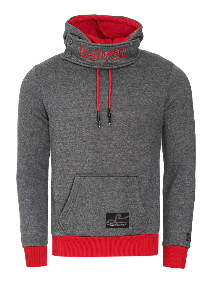 Stehkragen Sweatshirt mit Kapuzen in Anthrazit