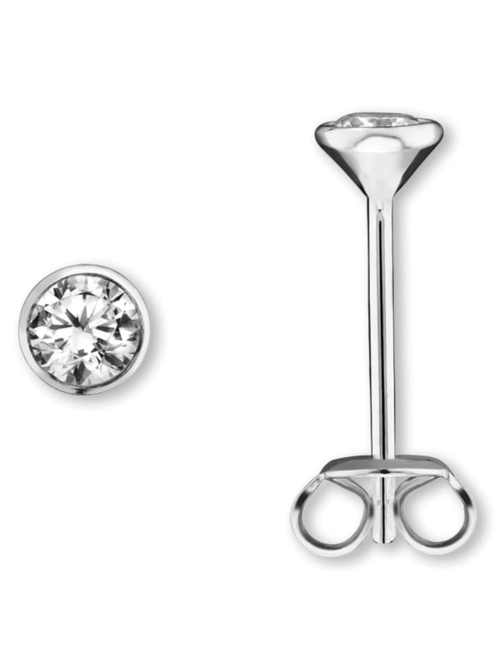 Zirkonia Zarge Ohrringe   Ohrstecker aus 925 Silber in silber