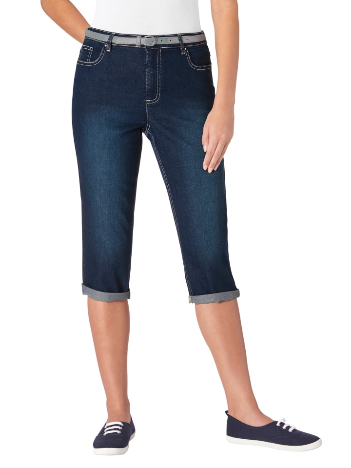 Capri-Jeans in blue-stone-washed