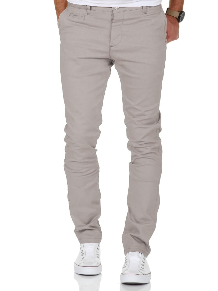 Slim Fit Chino mit Stretch ATLANTA in Hellgrau