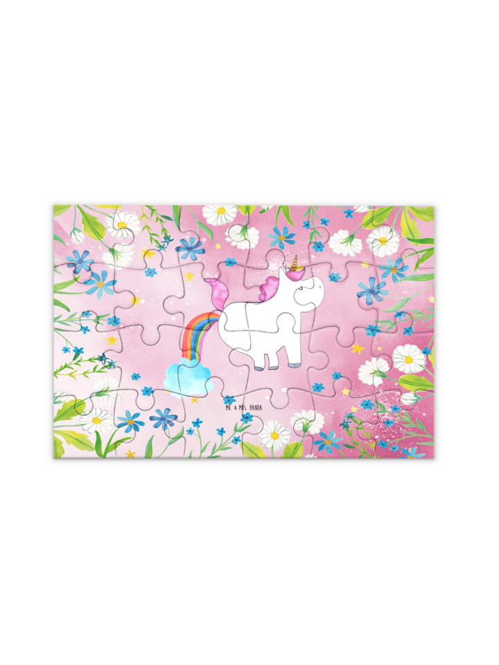 Puzzle Einhorn Pupsen ohne Spruch in Rot Pastell
