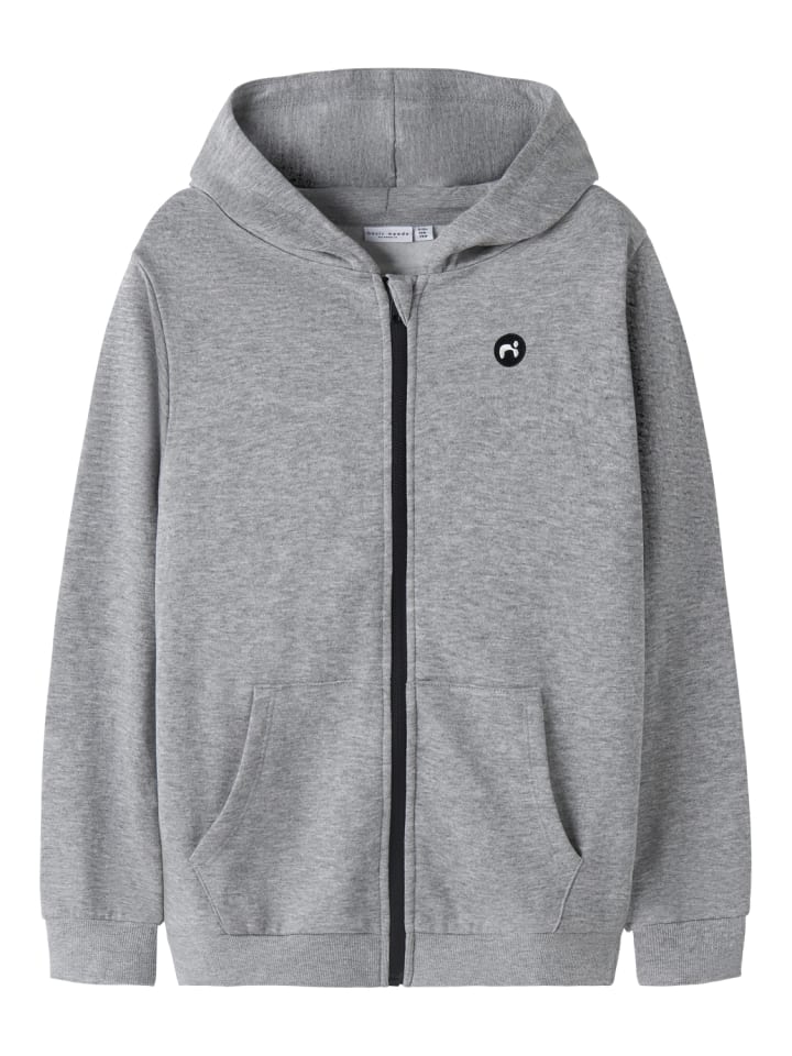 Kapuzensweatjacke NKMVIMO LS SWEAT CARD BRU in grey melange