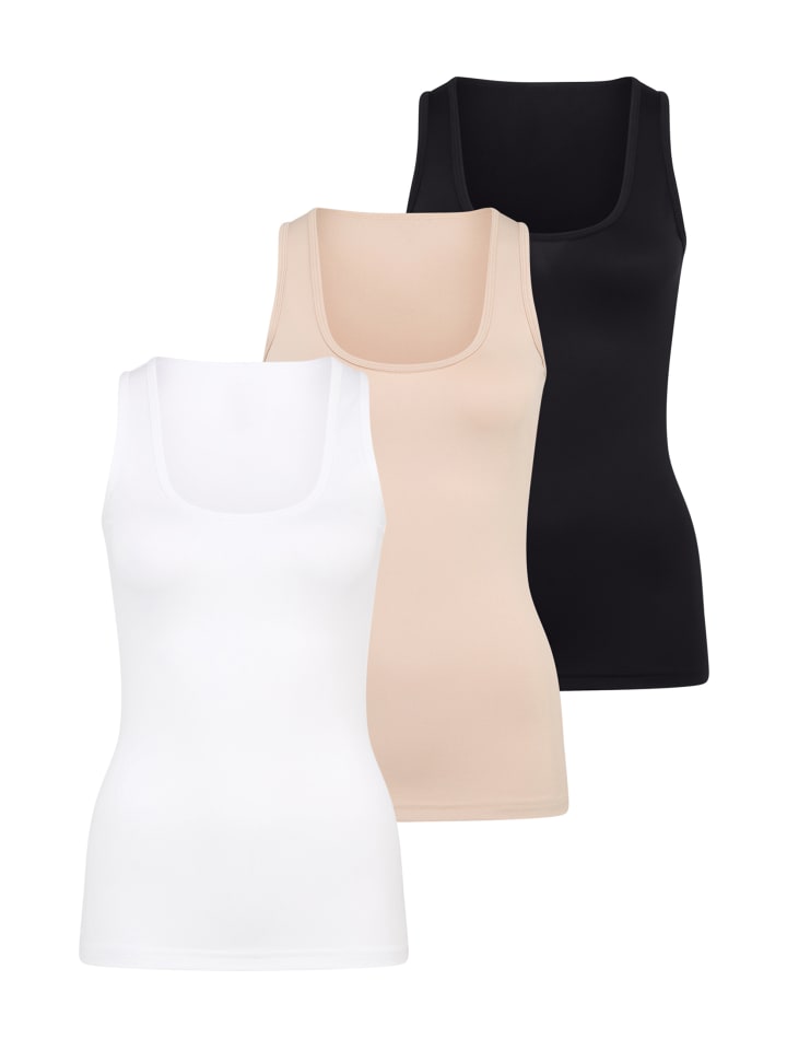 Unterhemd in beige, schwarz, weiß