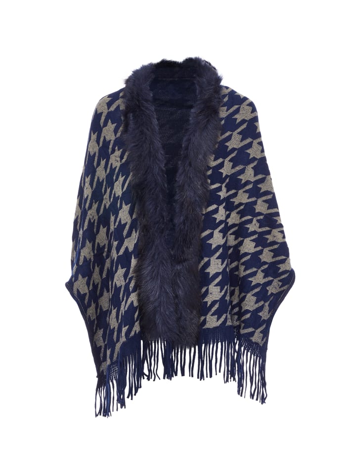Damen Poncho in Blau