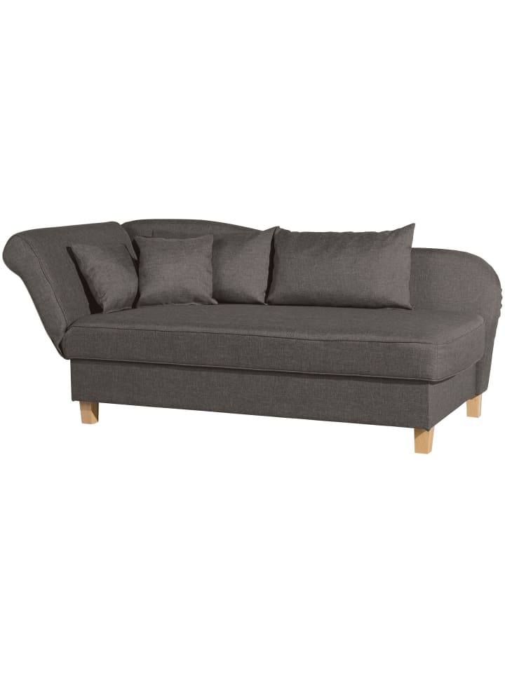 RECAMIERE mit Armteil links klappbar Katia Bezug Flachgewebe Buche natur / braun