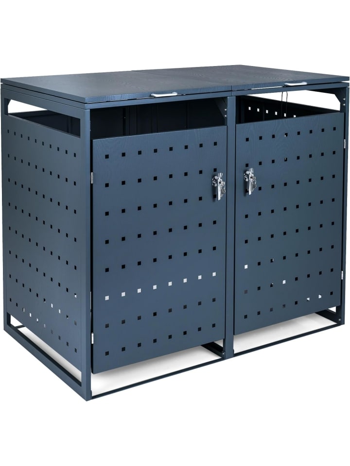 Mülltonnenbox 240L Metall Outdoor in Grau