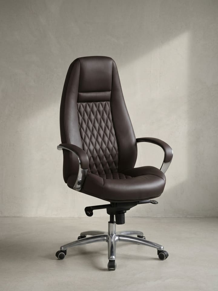 Chefsessel Echtleder | Ergonomisch, Alu-Fußkreuz, 120kg, 8h Nutzung in Braun