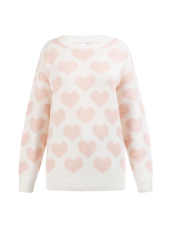 Damen Strickpullover in Wollweiss Rosa