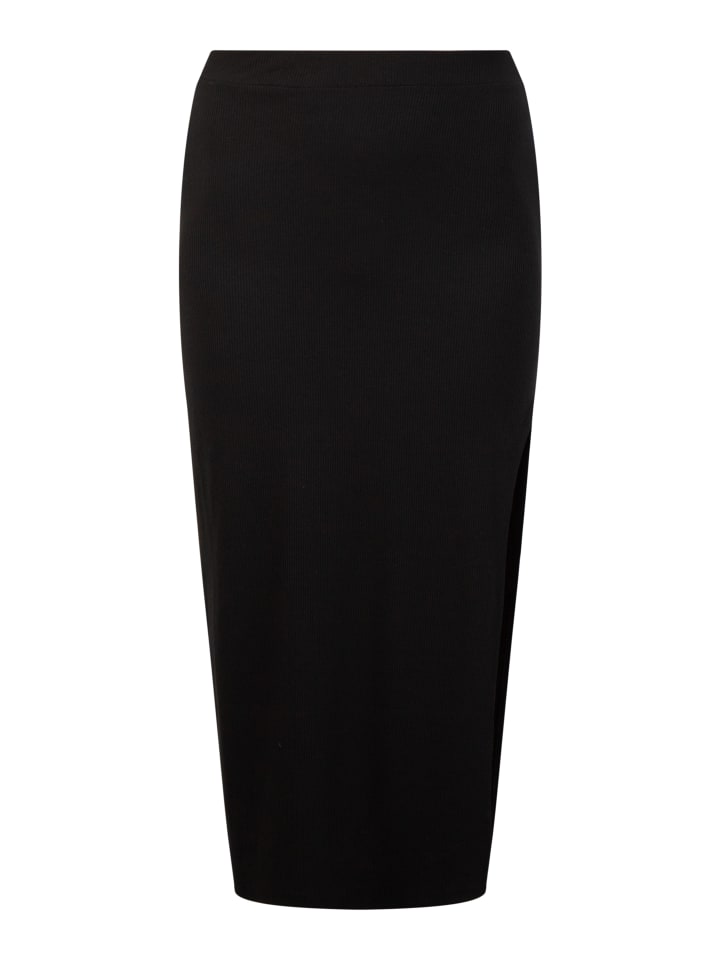 Damen Midirock Aus Strick in Schwarz
