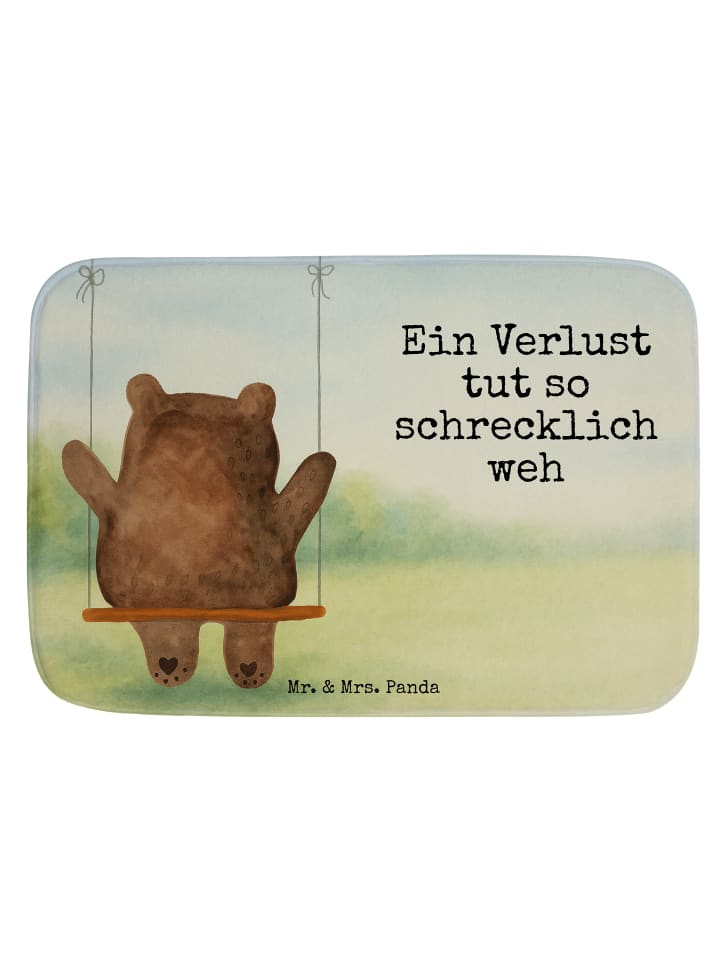 Duschmatte Bär Schaukel Design mit Spruch in Weiß