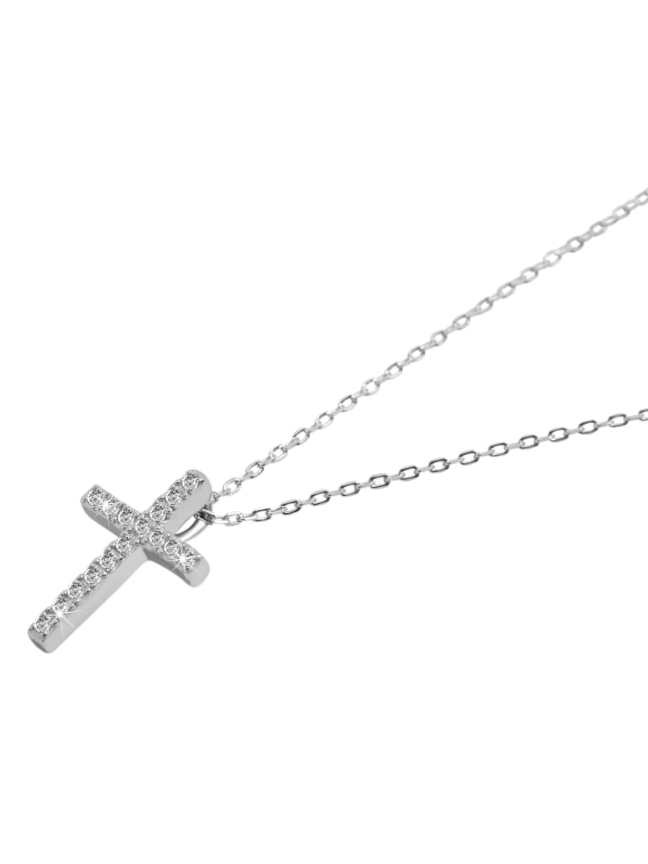 Damen Halskette aus 925 Silber mit Zirkonia 43+5 in silber