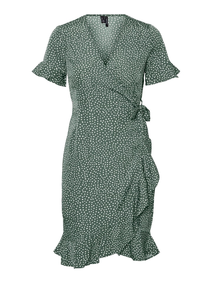 Kurzes Wickel Kleid mit Rüschen VMHENNA in Grün