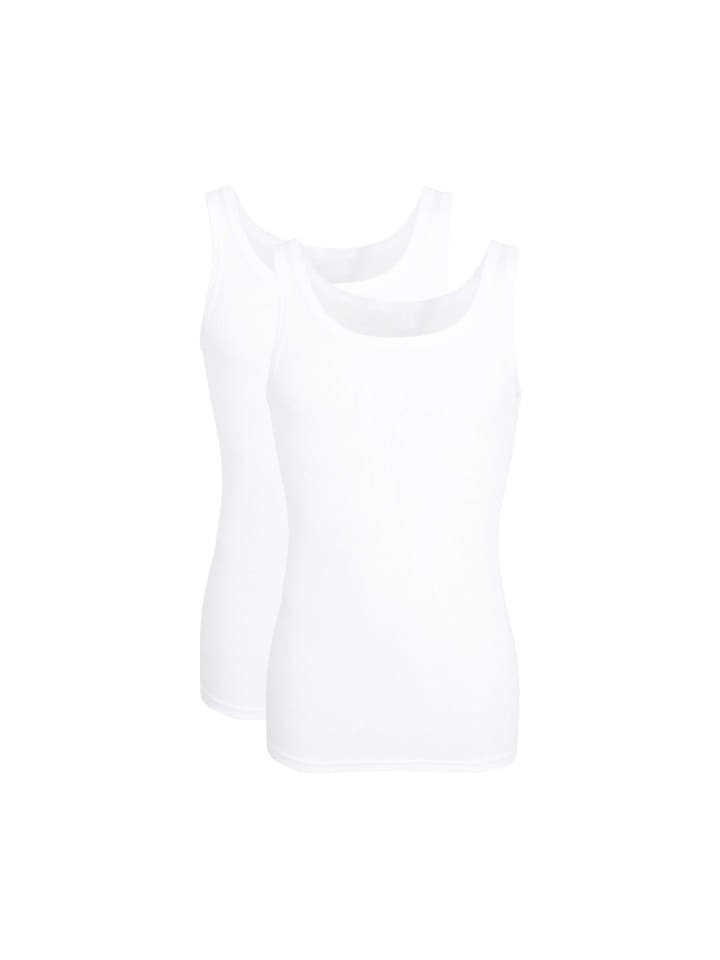 Tank-Top 2Er Pack Classic Double Rib in weiss