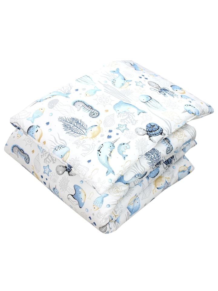 Kinder Bettdecken Set Gemustert in blau Modell 1