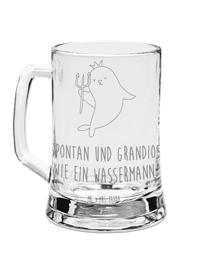Bierglas Sternzeichen Wassermann mit Spruch in Transparent