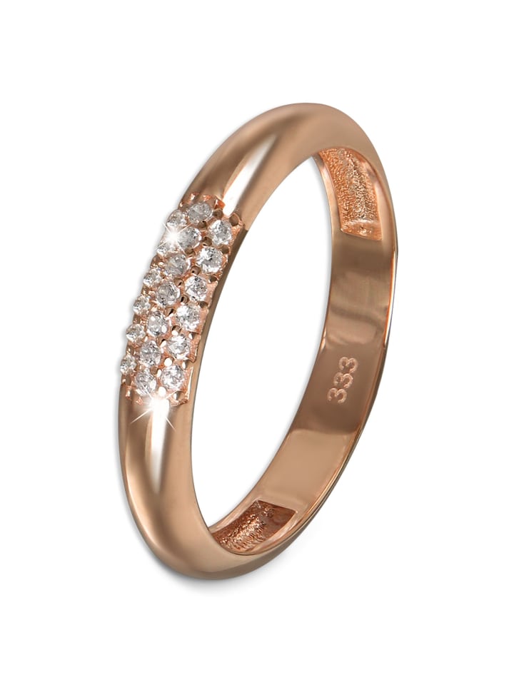 Ring Gold 333 Rosegold - 8 Karat 3-reihig Zirkonia Größe 58 (18,5)