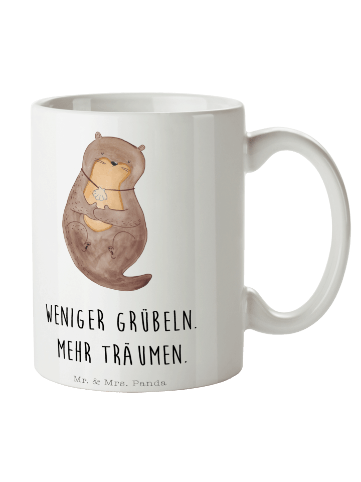 Kaffeetasse Otter Muschel mit Spruch in Weiß