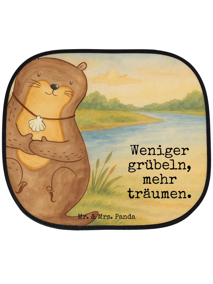 Blendschutz Auto Otter Muschel Design mit Spruch in Weiß