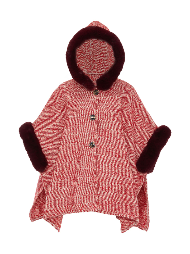 Damen Poncho in Rot