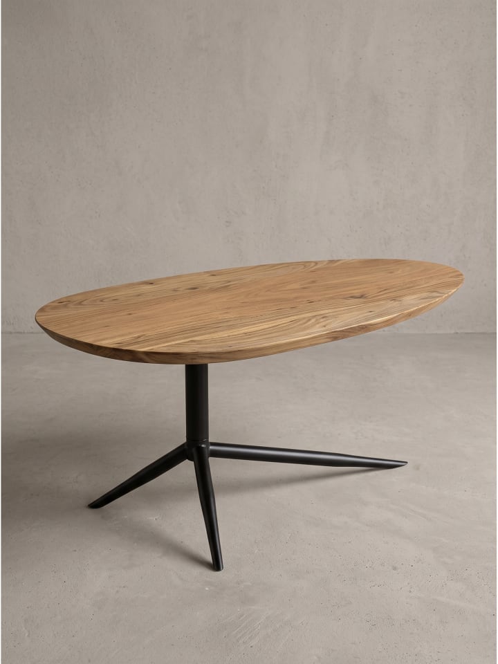 Couchtisch oval, Massivholz, handgefertigt, Modern