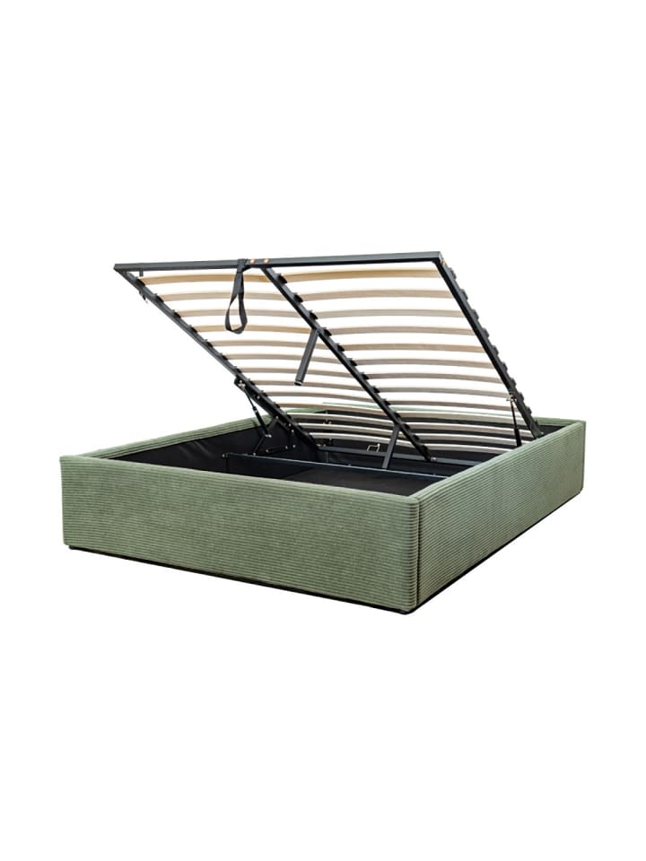 Bettkastenbett ROMY in Khakigrün - (W)204 x (H)36,5 x (L)152 cm