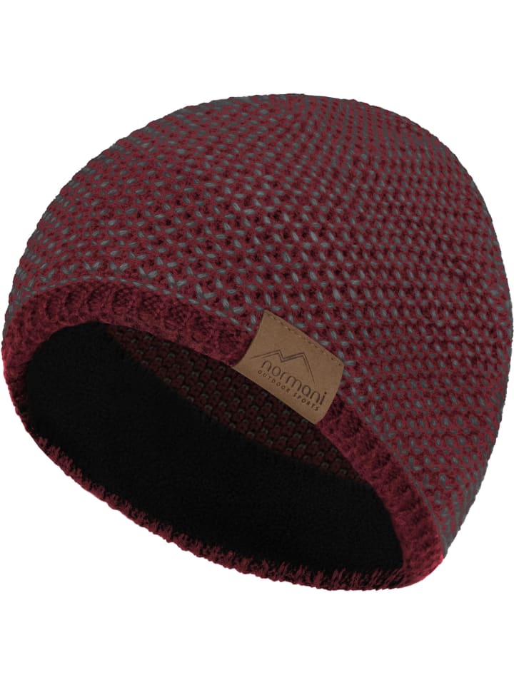 Strickmütze Alvik in Rot/Anthrazit