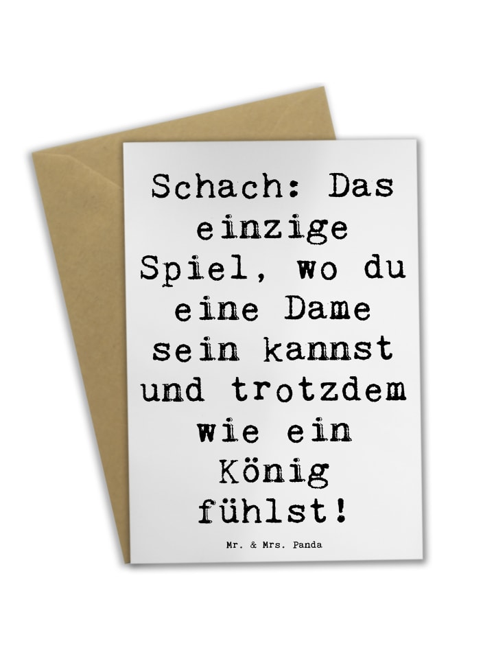 Klappkarte Spruch Schach Dame und König mit Spruch in Weiß