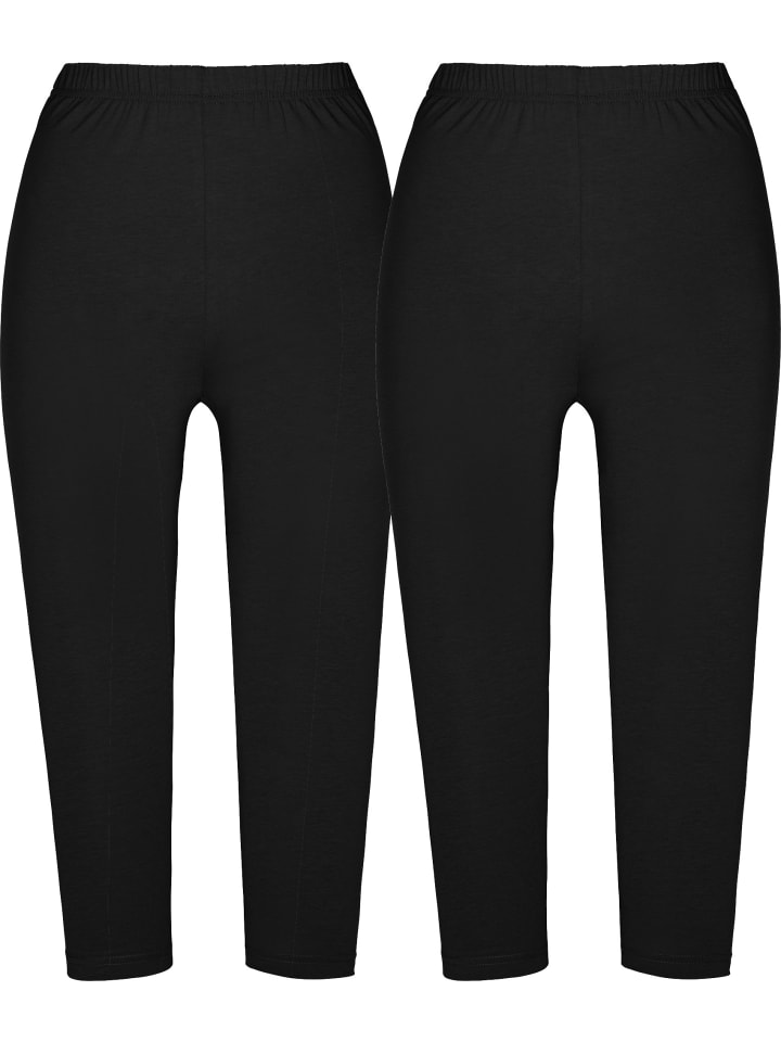 Single-Jersey Capri-Leggings im 2er-Pack in schwarz