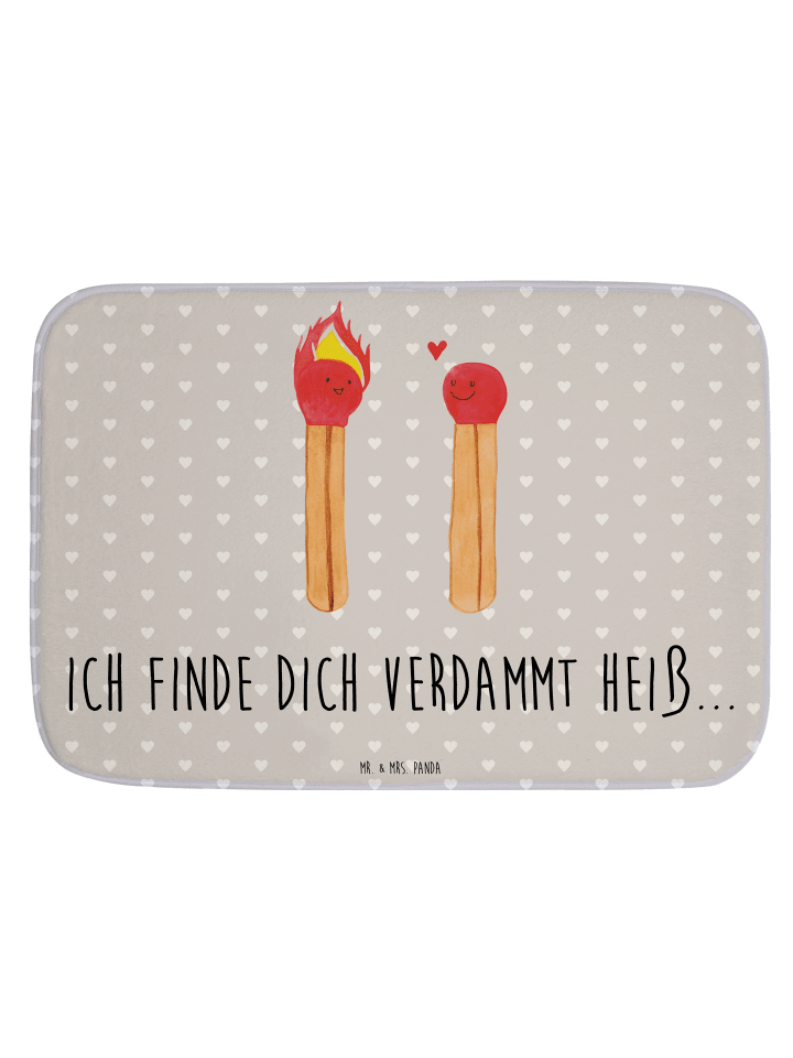 Badteppich Streichhölzer mit Spruch in Grau Pastell