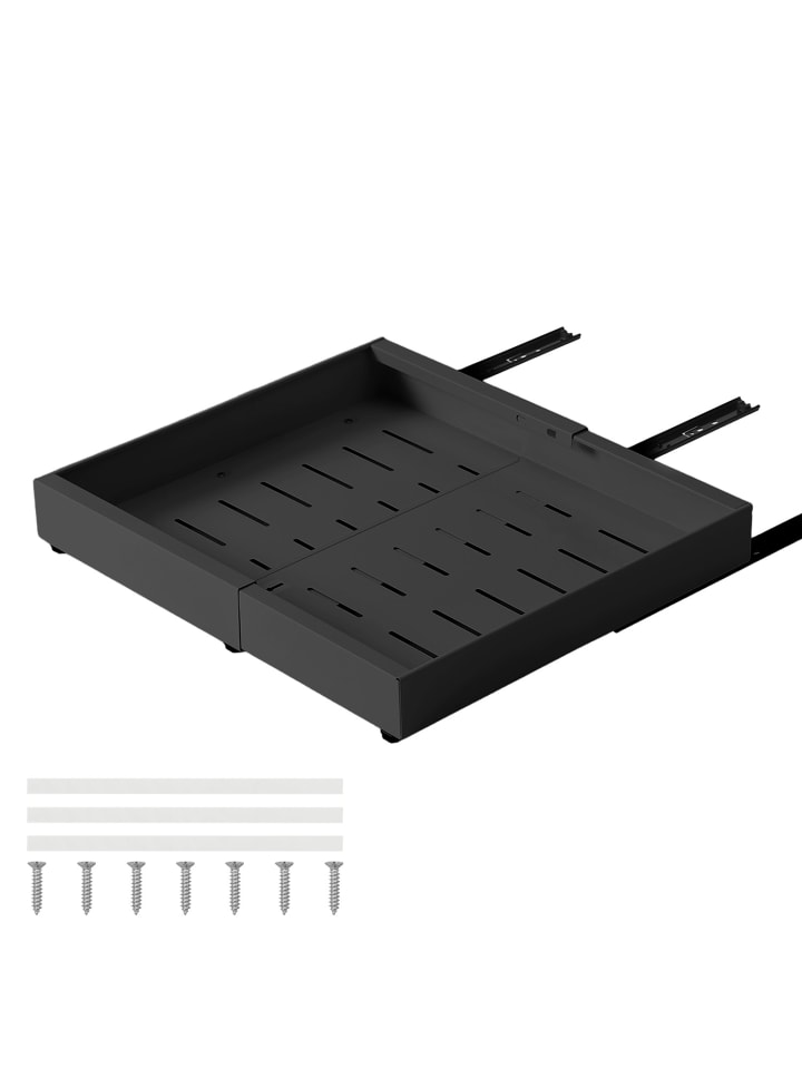 Teleskopschublade in Schwarz 32-52x42x6 cm