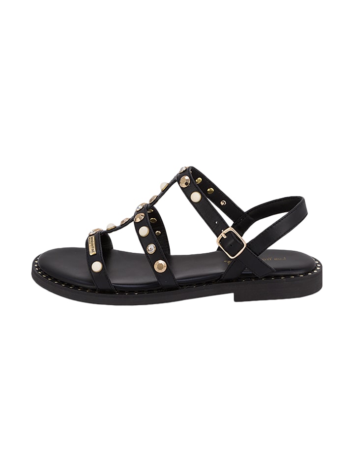 Corilow-Ledersandalen Schwarz
