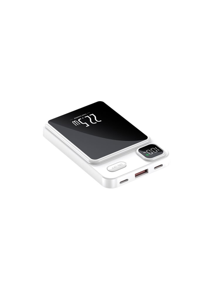 Powerbank 10000 mAh mit LED-Display MagSafe in Weiß