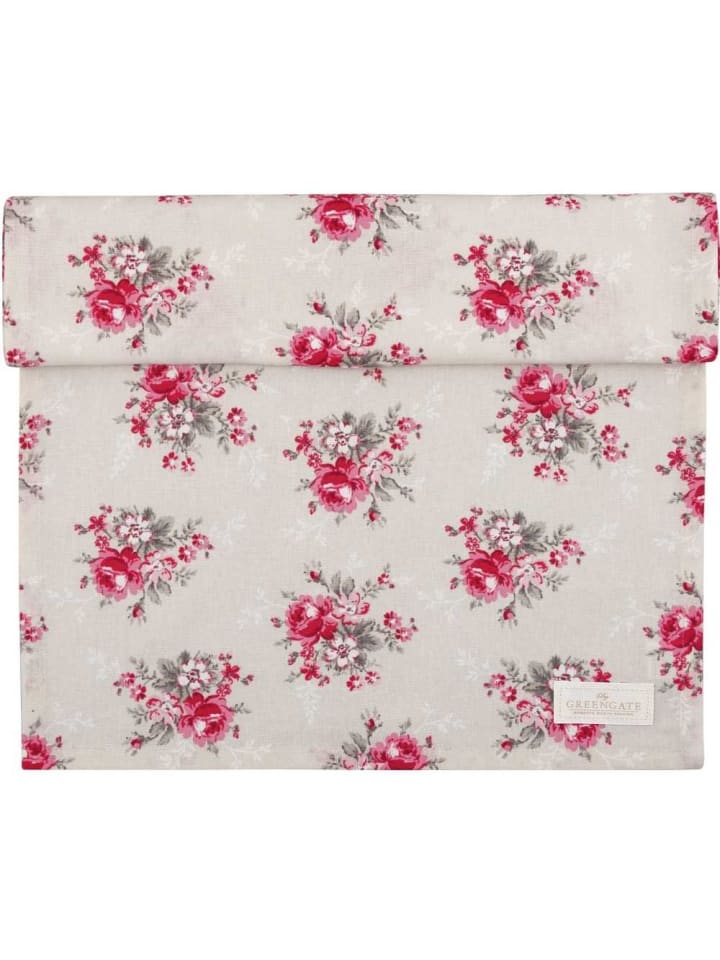 Tischläufer MARIE Beige mit Roten Blumen