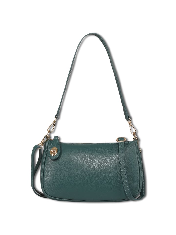 Leder Schultertasche Toscanto Tasche petrolblau ca. 27cm