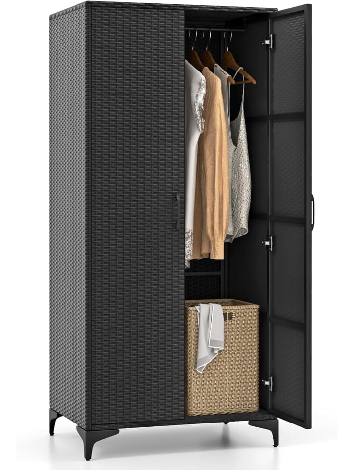 Kleiderschrank Gartenschrank 2in1 157cm in Schwarz
