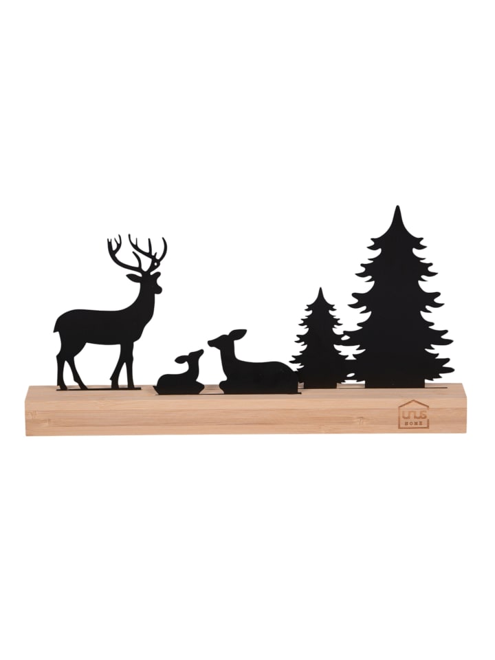 Aufsteller Hirsch mit Bäumen in schwarz in Schwarz