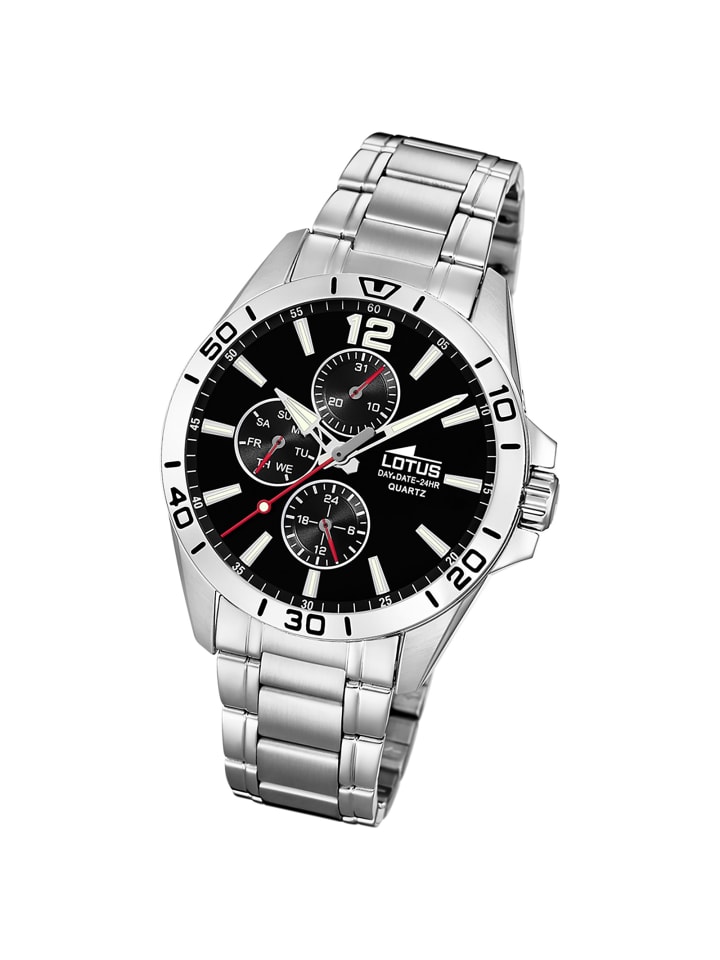 Analog-Armbanduhr Lotus Multifunktion silber groß (ca. 42mm)