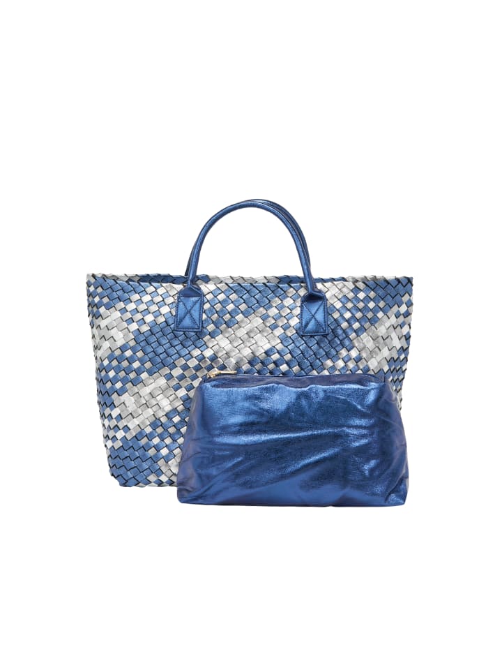 Women 2-In-1 Tote Bag Set in Silver Blue