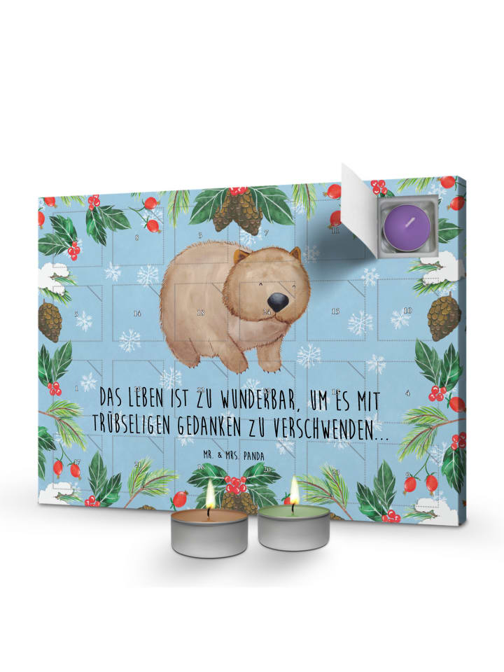 Adventskalender Wombat mit Spruch in Eisblau
