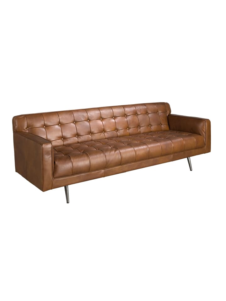 Chester-Sofa 6225 in Dunkelbraun / Dunkler Stahl