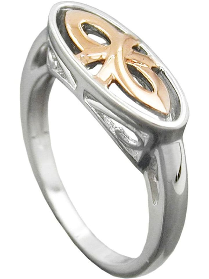 Ring 7mm bicolor rotvergoldet glänzend rhodiniert Silber 925 Ringgröße 58 in silber