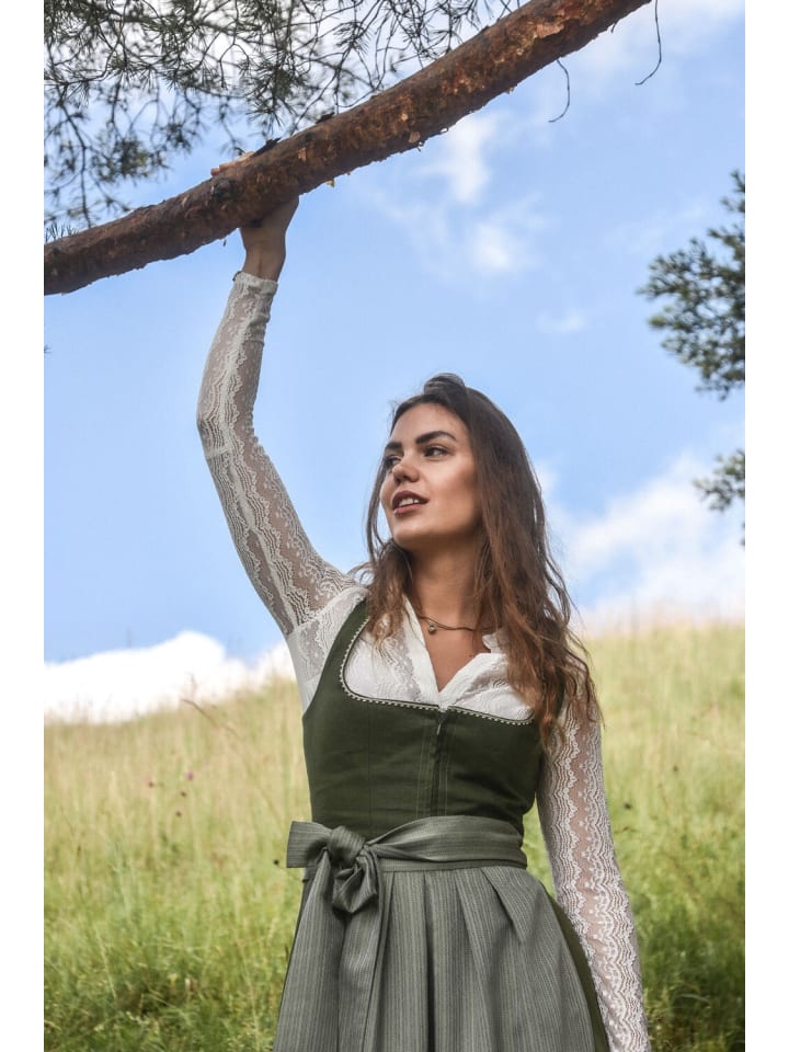 Edelnice Dirndlschürzen Veronika & Dorothea - Blau & Beige Für Midi Dirndl 32-54