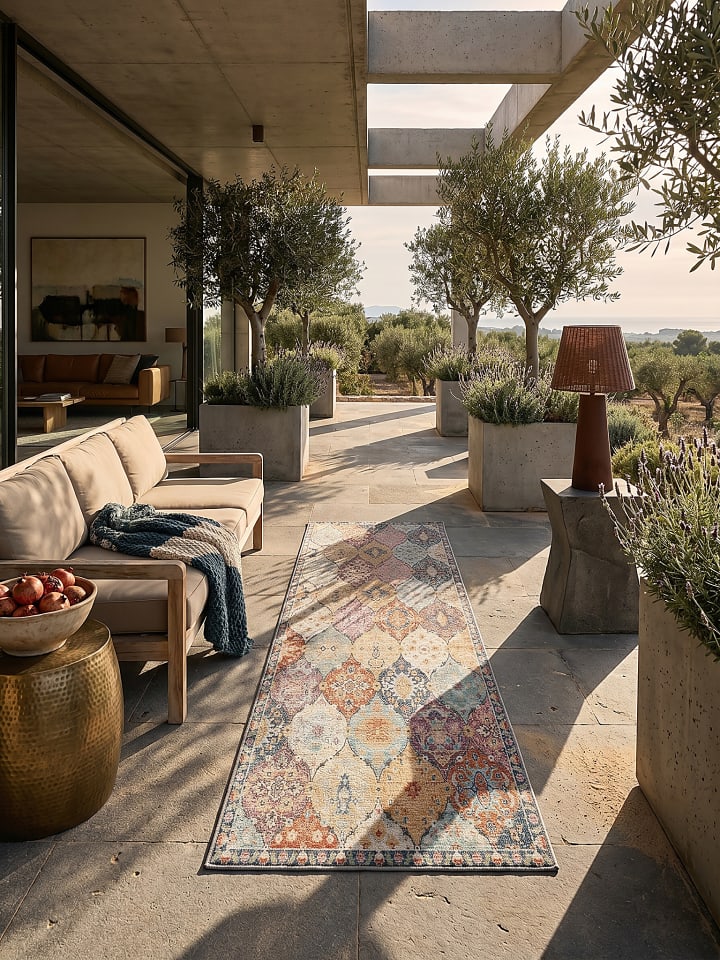 Outdoor-Teppich Patchwork pflegeleicht Balkon Terrasse Outdoor in Mehrfarbig