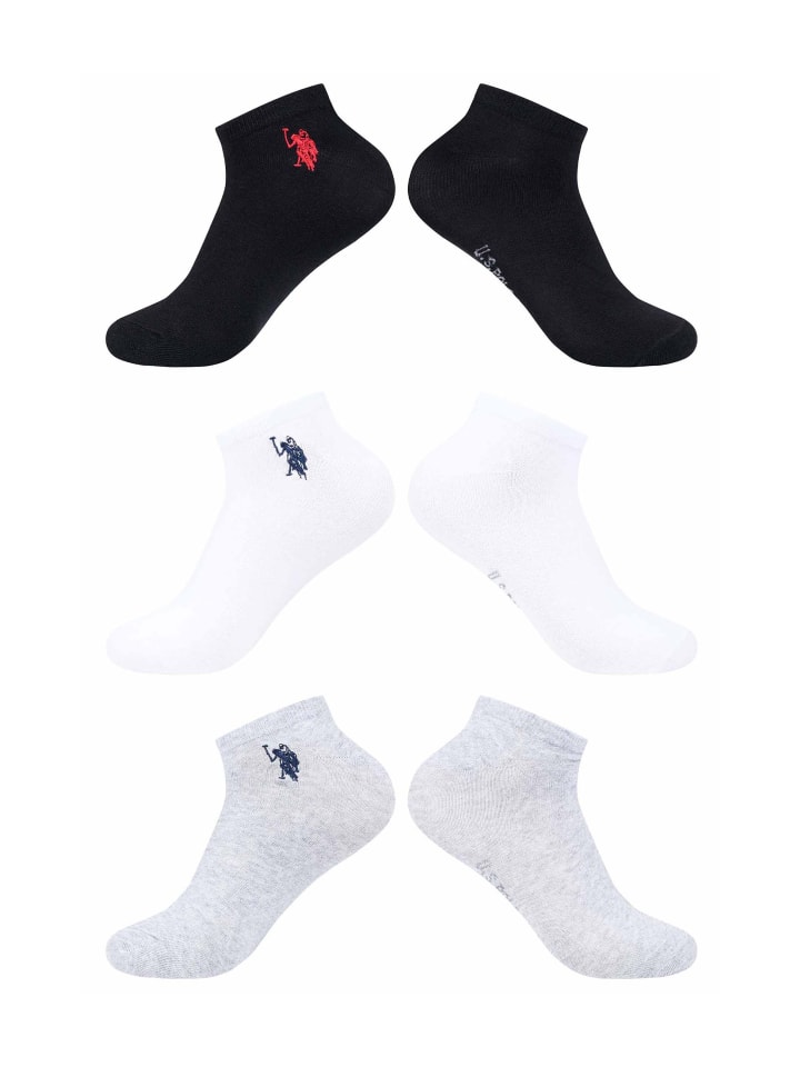 U.S. POLO ASSN. Herren Kurzsocken Sneacker-Socken 6-er Pack P055 in Grau Meliert