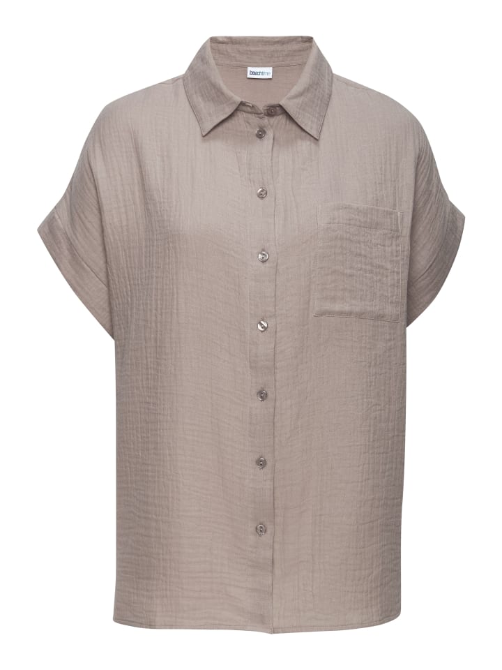 Kurzarmbluse in taupe