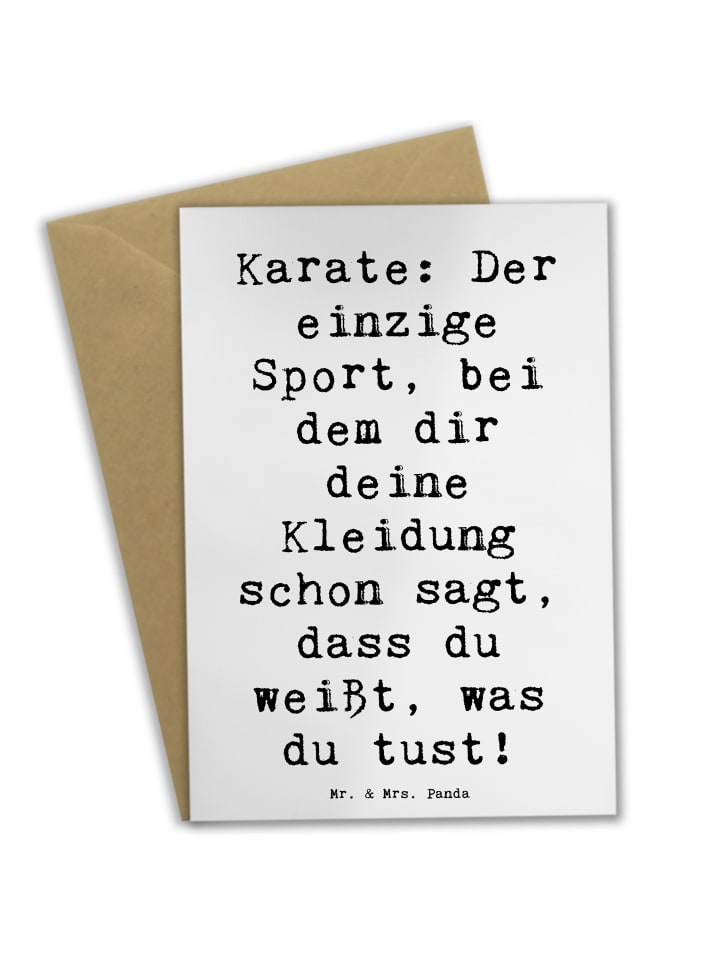 Grußkarte Spruch Karate Kleidung mit Spruch in Weiß